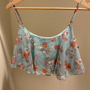 UK2LA Blue Floral Crop Top Size L